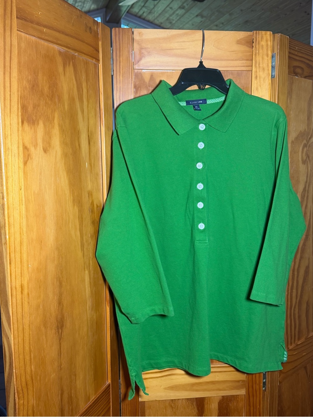Lands' End Women’s Bright Green Polo Top w/3/4 Sleeves|Sz 2X|Preppy, Office